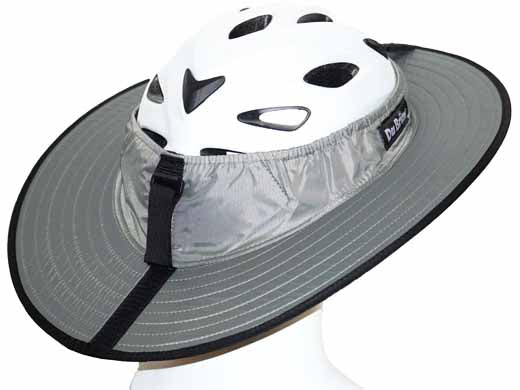 A helmet with a Da Brim Sporty Cycling Helmet Visor Brim attached to it, offering both protection from the sun and enhanced wind performance.