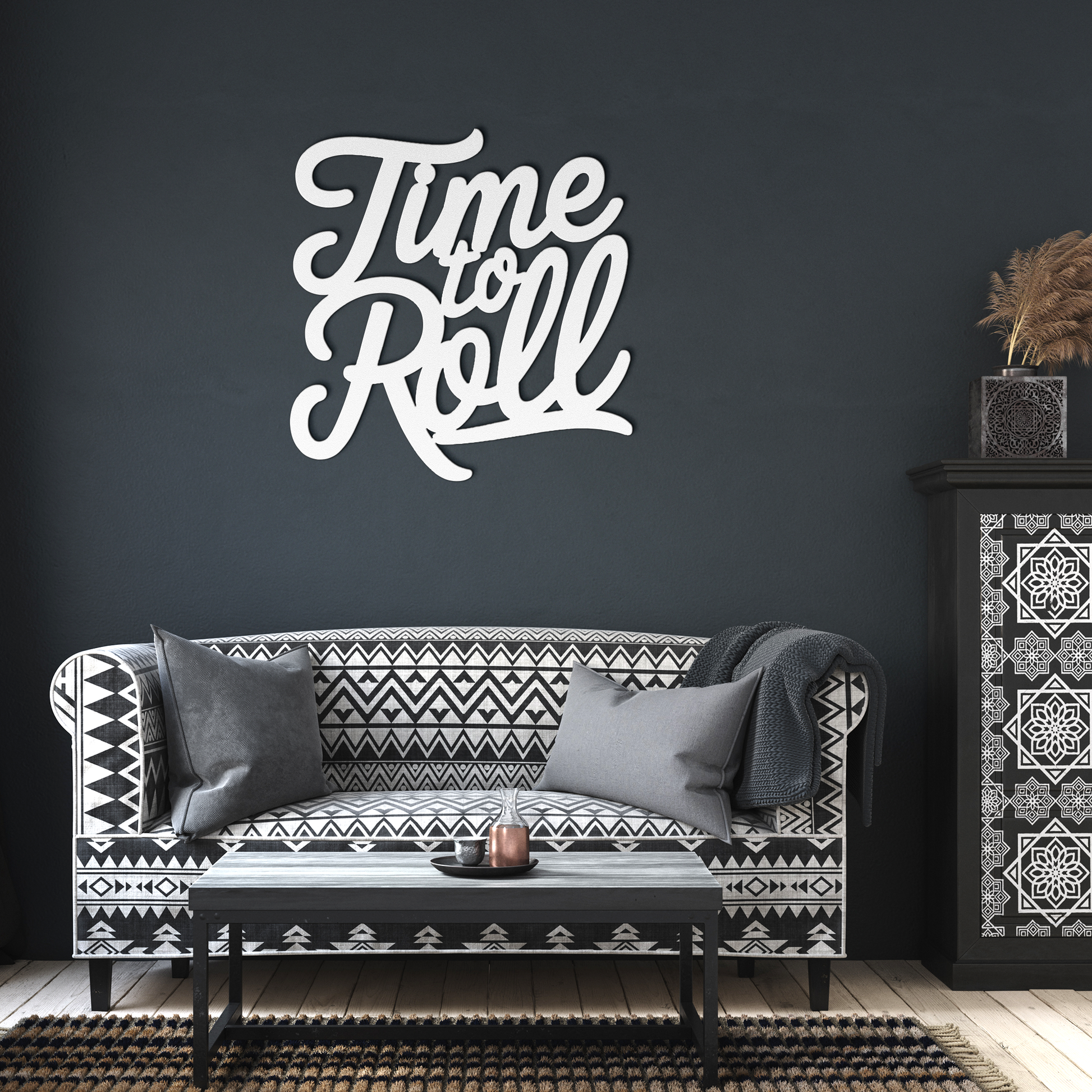 Time_to_Roll_Cycling_Metal_Sign_White_Dark_Living_Room_Mockup.png