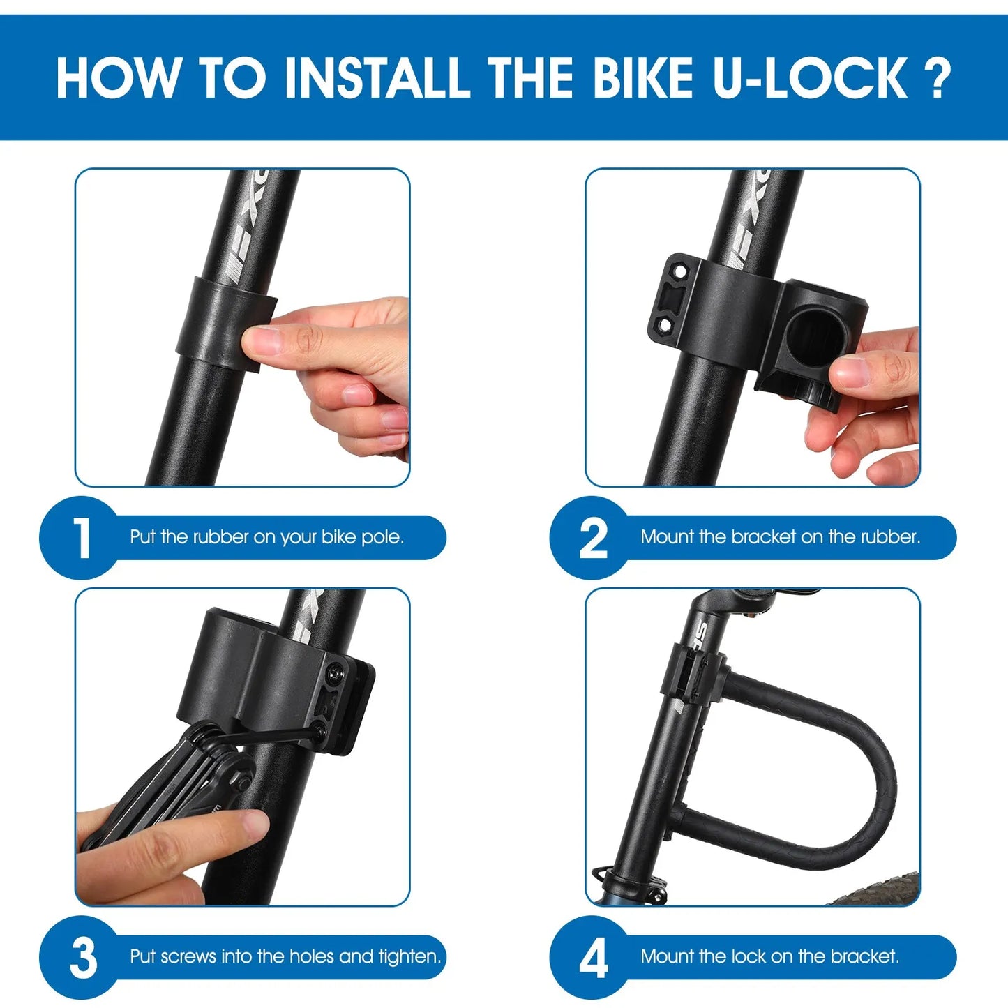 Bicycle U Lock 2 Keys Anti-theft Safety MTB Road Bike Padlock Motorcycle Scooter Bicycle Lock Cycling Accessories