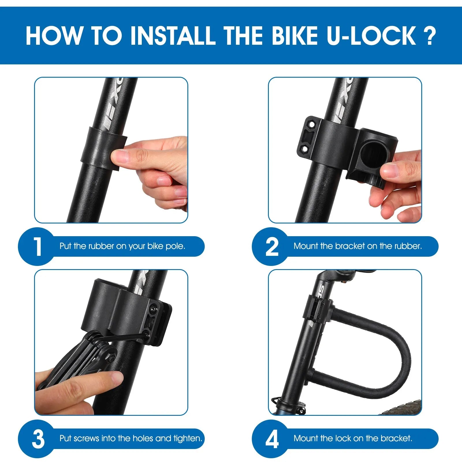 A black Bicycle U Lock 2 Keys Anti-theft Safety MTB Road Bike Padlock Motorcycle Scooter Bicycle Lock Cycling Accessories from West Biking is shown against a white and red background with promotional text displaying discount offers valid from March 21 to March 27.