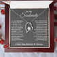 A necklace with heart pendants and cubic zirconia stones in a gift box featuring a romantic note to a soulmate, known as the To My Soulmate, In Your Heart I Found My Love - Forever Love Necklace by ShineOn Fulfillment.