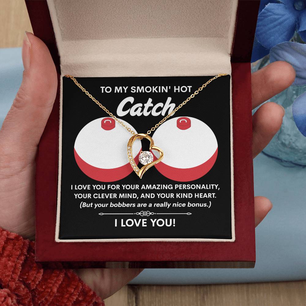 The Soulmate-Nice Bonus - Forever Love Necklace boasts a heart-shaped white gold finish and a sparkling 6.5mm CZ crystal. It arrives in a gift box with a humorous love message card, making it an ideal present for your special someone.