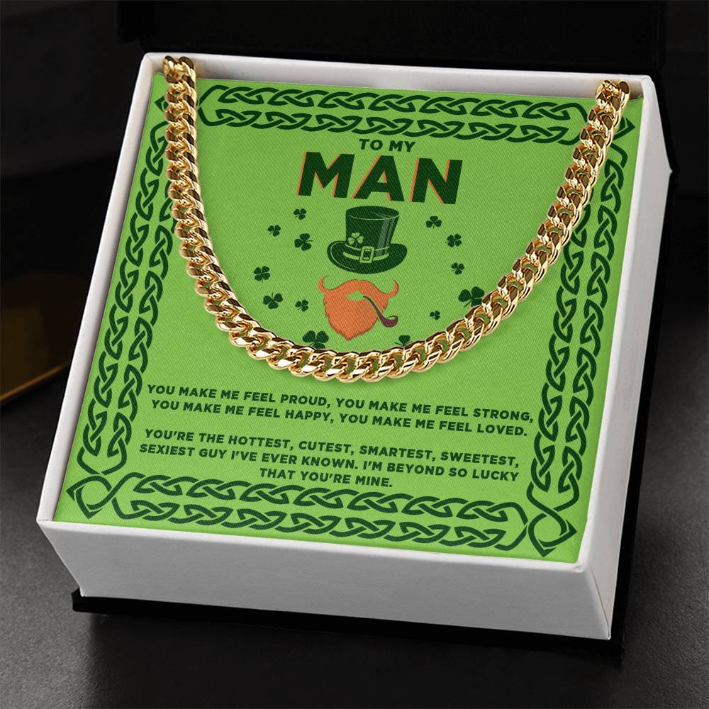 St Patrick's Day gift - To My Man, You're Mine - Cuban Link Chain necklace by ShineOn Fulfillment.