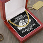 The "To Dad, Be My Dad - Cuban Link Chain" is a gold adjustable necklace in a red jewelry box. The lid features the message: "Through good times & bad, you will always be my dad" with a fist bump graphic, making it an ideal personalized gift for any father.