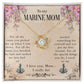 A To My Marine Mom, For All The Times You Picked Me Up - Love Knot Necklace featuring a heart-shaped charm adorned with cubic zirconia crystals and an inscription that celebrates and expresses love and appreciation for a marine mom by ShineOn Fulfillment.