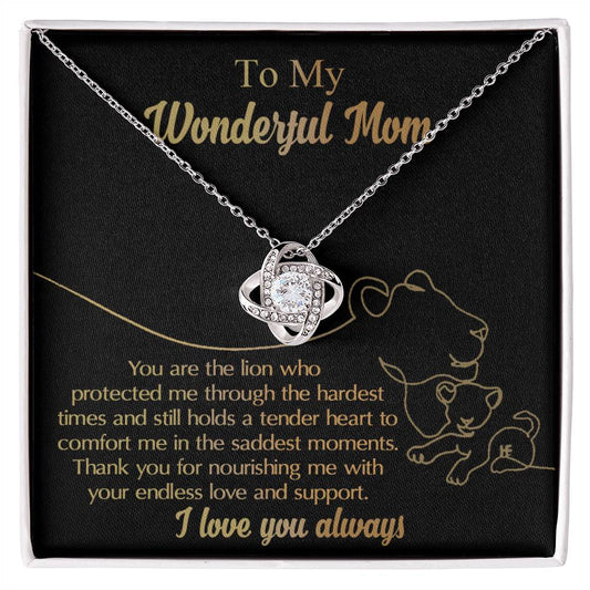 To Mom, The Lion - Love Knot Necklace