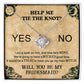 Proposal card with a To Bridesmaid, My Main Witch - Love Knot Necklace, asking "Will you be my bridesmaid?" in a playful, witch-themed design. The card includes humorous phrases and a decision choice with "Yes" highlighted, making it a charming personalized gift.