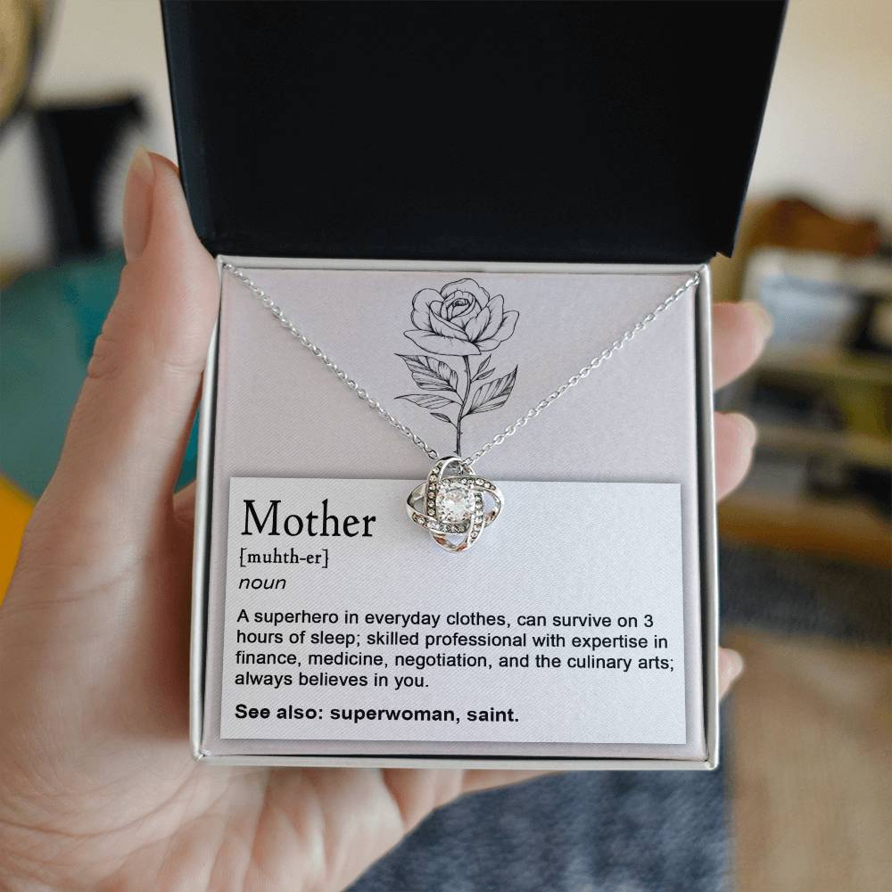 To Mom, Superhero - Love Knot Necklace