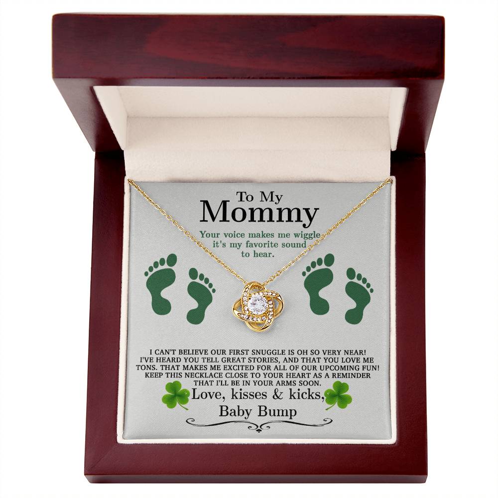 A personalized To My Mommy, Great Stories Love Knot Necklace from ShineOn Fulfillment in a box.