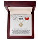 A To My Nurse Mom, To The World You're Just A Nurse - Love Knot Necklace is displayed inside a gift box, which includes an affectionate message dedicated to a 'nurse mom', expressing gratitude and love by ShineOn Fulfillment.