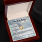 The "Sorry, Make A Mistake - Love Knot Necklace" adorned with cubic zirconia crystals, placed over a background card that reads "I Am Truly Sorry" and includes a series of apology text messages, is the perfect personalized gift for heartfelt apologies.