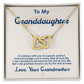 A To My Granddaughter, I Love You For The Rest Of My Life - Interlocking Hearts Necklace from ShineOn Fulfillment featuring cubic zirconia crystals in a box with a sentimental message from a grandmother to her granddaughter.