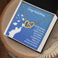 An Future Is Bright - Interlocking Hearts Necklace presented in a gift box with a congratulatory message for a new chapter in life by ShineOn Fulfillment.