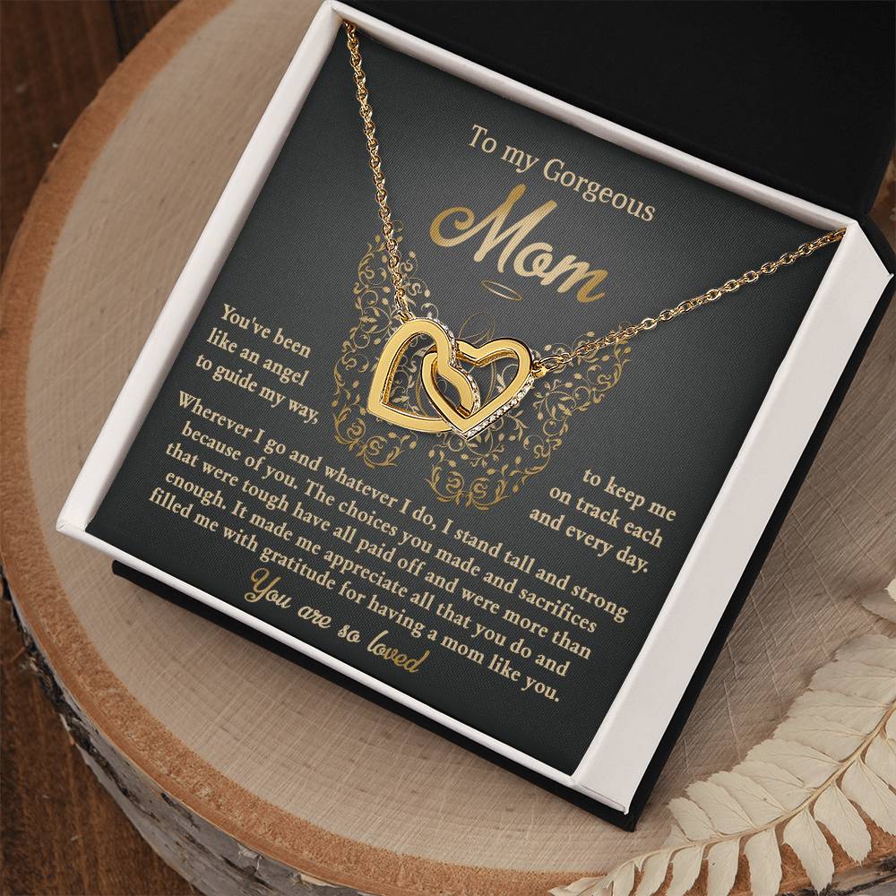 To Mom, Like An Angel - Interlocking Hearts Necklace