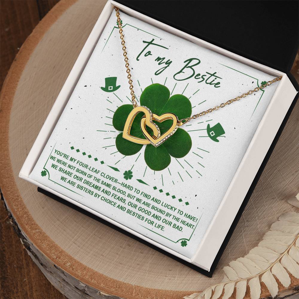 St Patrick's Day gift - To My Bestie, Lucky To Have - Interlocking Hearts Necklace - St Patrick's Day by ShineOn Fulfillment.