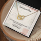 A To My Unbiological Sister, Thank You - Interlocking Hearts Necklace featuring interlocking Hearts and an infinity symbol, adorned with cubic zirconia crystals, in a box labeled "unbiological sister" with a message expressing gratitude for a sisterly from ShineOn Fulfillment.