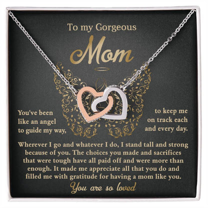 To Mom, Like An Angel - Interlocking Hearts Necklace