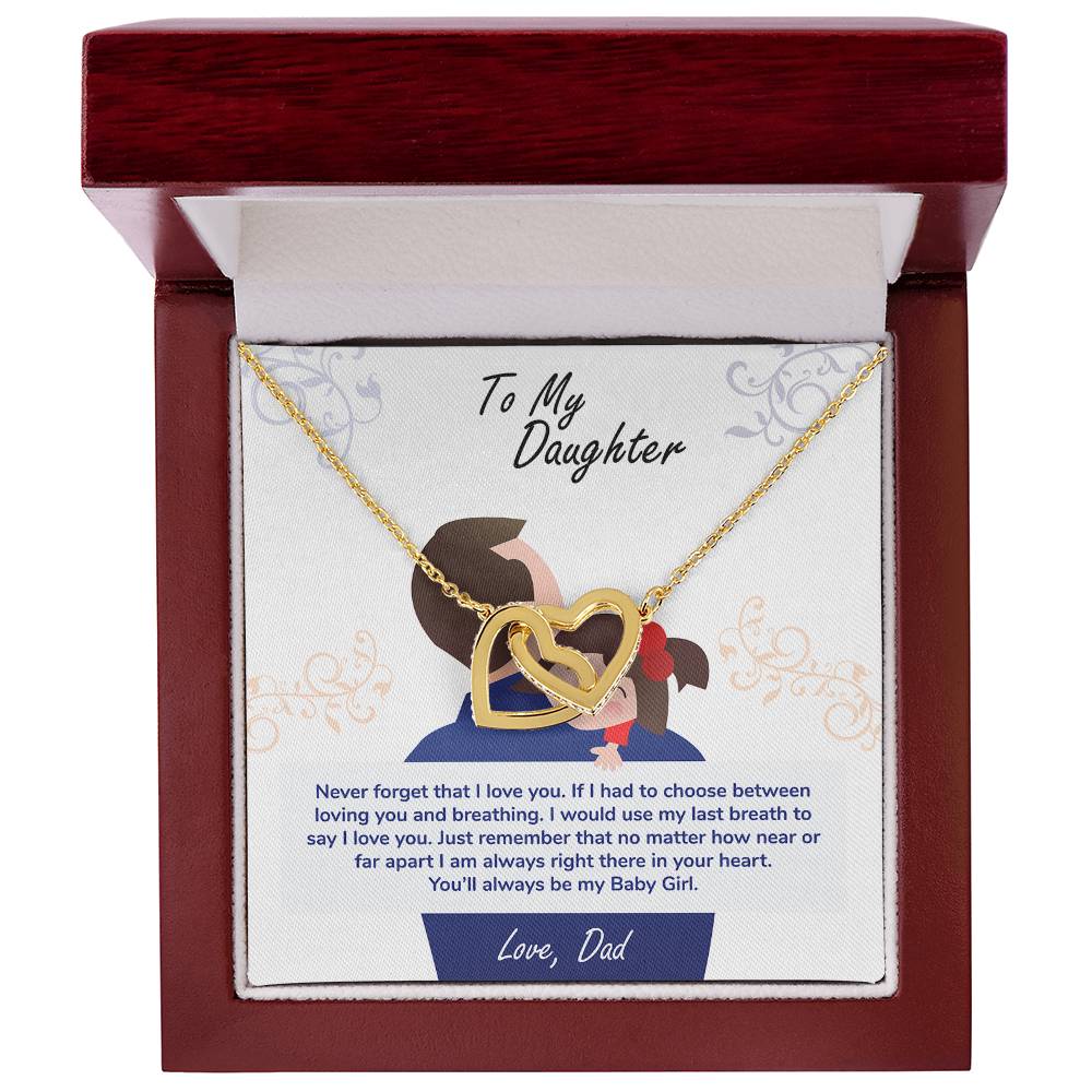 ShineOn Fulfillment's To My Daughter, You_ll Always Be My Baby Girl - Interlocking Hearts Necklace presented in a red gift box.