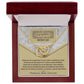 The Mother's Day-Thank You Interlocking Hearts Necklace, featuring sparkling cubic zirconia, comes in a red jewelry box with a "Happy Mother's Day" card expressing gratitude and love for mom.