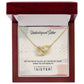 A "To My Unbiological Sister, Thank You" Interlocking Hearts necklace from ShineOn Fulfillment presented in a red box with a message for an "unbiological sister".