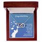 Future Is Bright - Interlocking Hearts Necklace by ShineOn Fulfillment, adorned with Cubic Zirconia crystals in a gift box featuring a graduation congratulatory message.