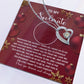 The Soulmate-By My Side 2 - Forever Love Necklace, featuring a diamond heart pendant, rests on a card reading "To My Soulmate" with a heartfelt love and commitment message. The card's border boasts elegant Christmas ornaments, making it an ideal gift for your eternal love.