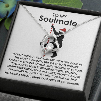 The exquisite Soulmate-For All Time - Forever Love Necklace showcases a heart-shaped pendant made from 14k white gold, beautifully embellished with a sparkling cubic zirconia stone. It comes elegantly presented on a display card, embodying the true essence of being a soulmate.