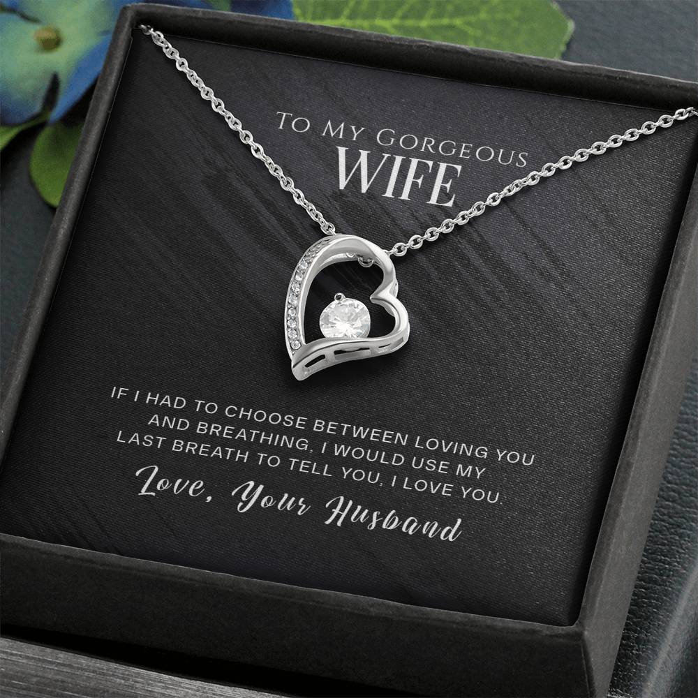 A ShineOn Fulfillment, To My Wife, I Love You - Forever Love Necklace presented in a gift box.
