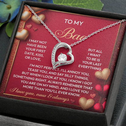 The Soulmate-On My Mind - Forever Love Necklace includes a silver heart with a CZ crystal, presented on a card with a romantic message. Its white gold finish offers timeless charm, and it is beautifully packaged in a box.