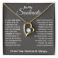 Heart-shaped pendant with the To My Soulmate, In Your Heart I Found My Love - Forever Love Necklace adorned with cubic zirconia, presented in a gift box from ShineOn Fulfillment.