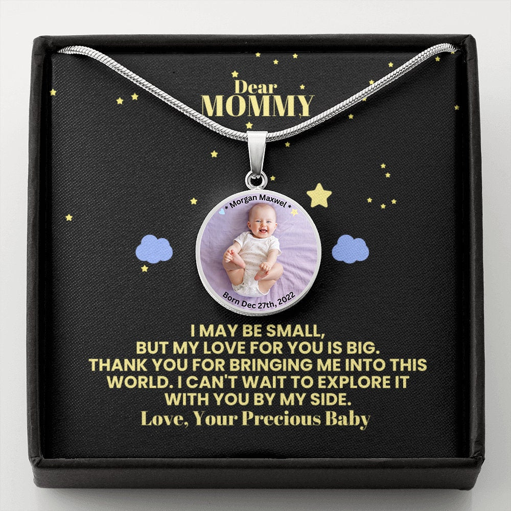 Custom Photo Necklace With Message Card For New Mom First Time Mom Gift From Husband For Mother's Day