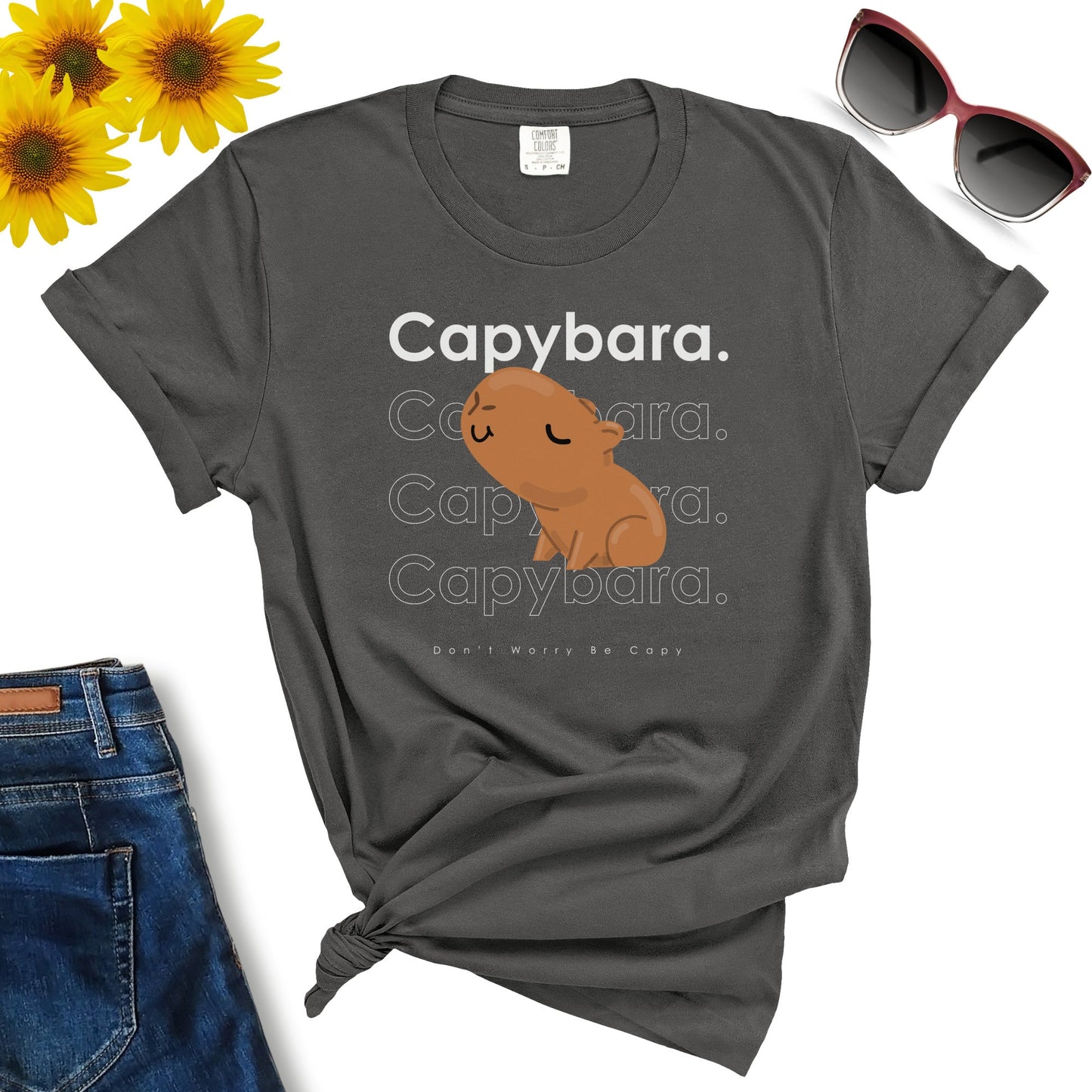 Don’t Worry Be Capy Cute Capybara Lover T-Shirt | Best Capybara Lover Gift For Bestie, Girlfriend, Boyfriend | Funny Birthday Gift For Mom