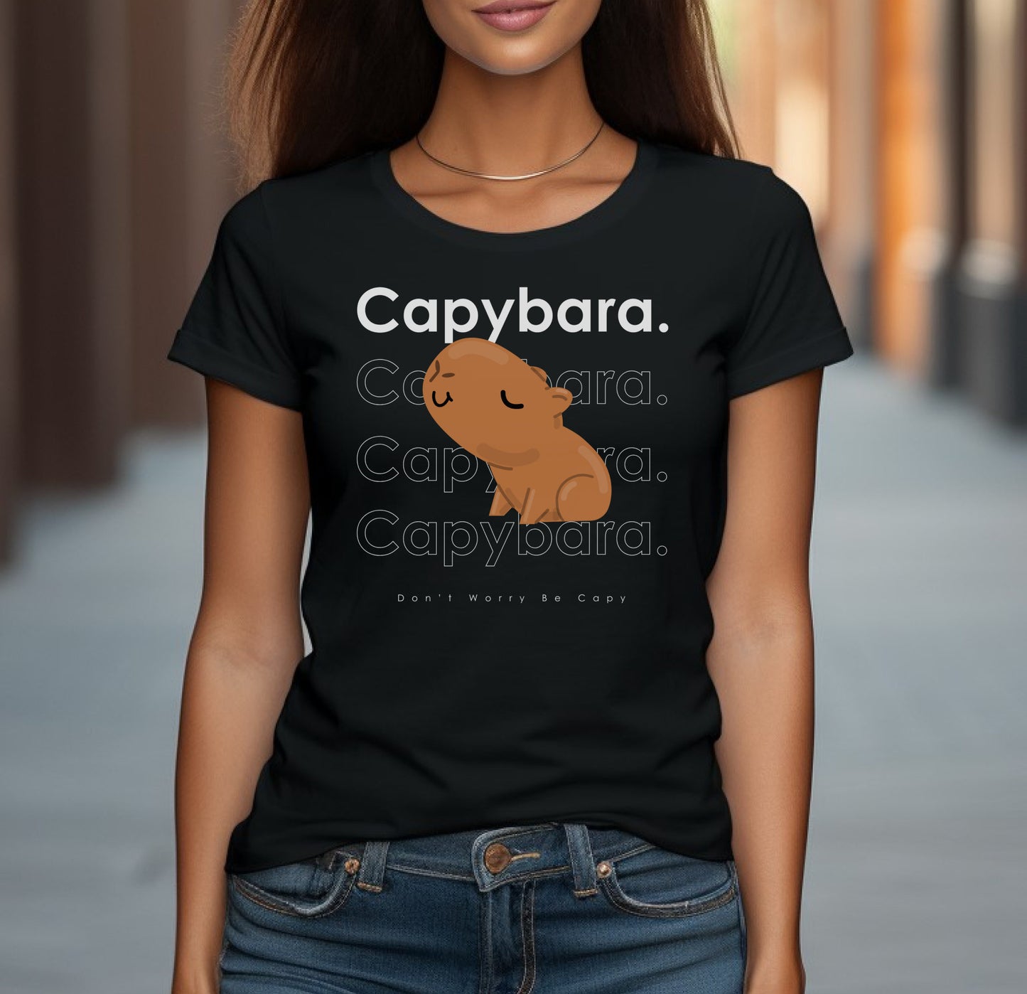 Don’t Worry Be Capy Cute Capybara Lover T-Shirt | Best Capybara Lover Gift For Bestie, Girlfriend, Boyfriend | Funny Birthday Gift For Mom