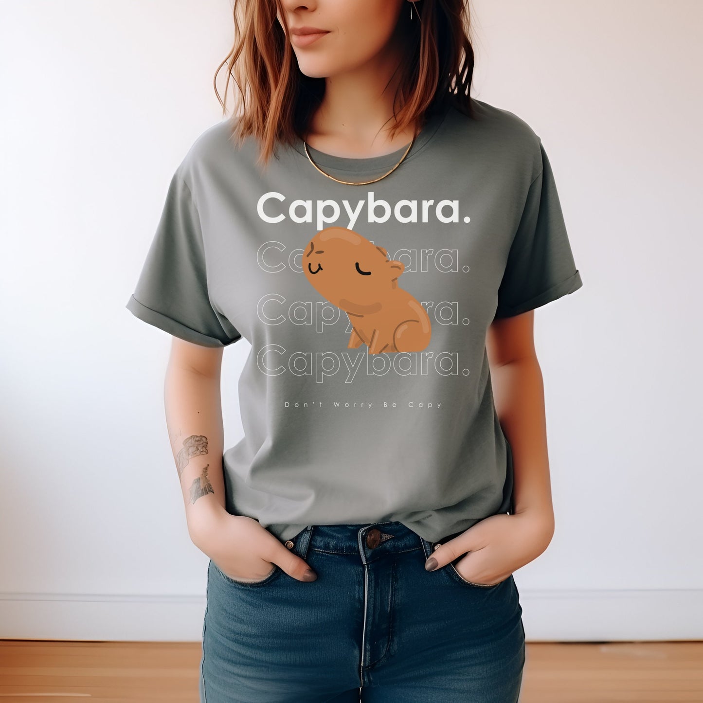 Don’t Worry Be Capy Cute Capybara Lover T-Shirt | Best Capybara Lover Gift For Bestie, Girlfriend, Boyfriend | Funny Birthday Gift For Mom