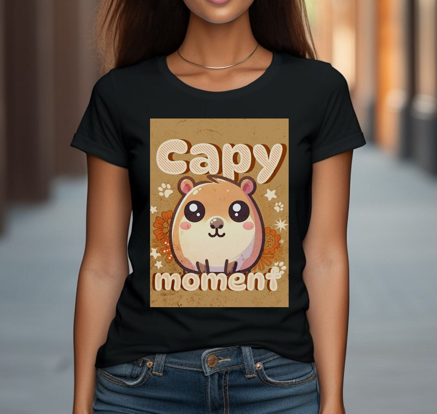 Capy Moment Cute Capybara T-Shirt | Crewneck T-Shirt For Women & Men | Cute Gift For Capybara Lover, Bestie, Girlfriend, Boyfriend And Mom