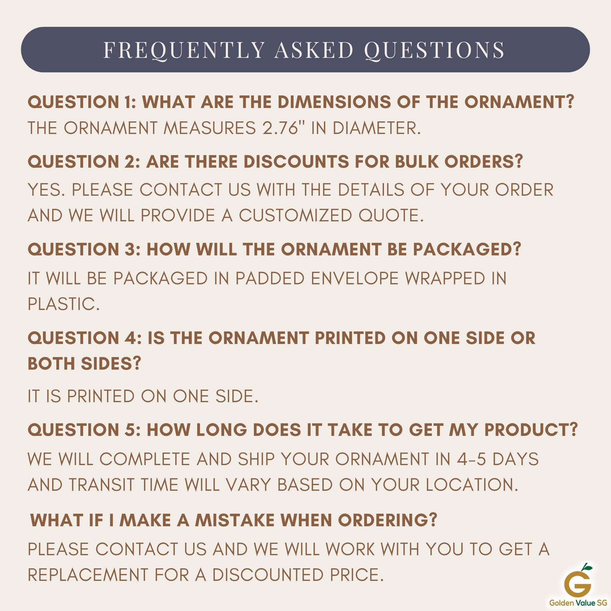 Check out our FAQ section for more information about dimensions, discounts, packaging, printing options, shipping times, and order corrections. Ideal for your Personalized Family Of Three Christmas Ornament needs. For further assistance or to customize your Family of Three Christmas Ornament, feel free to contact us!