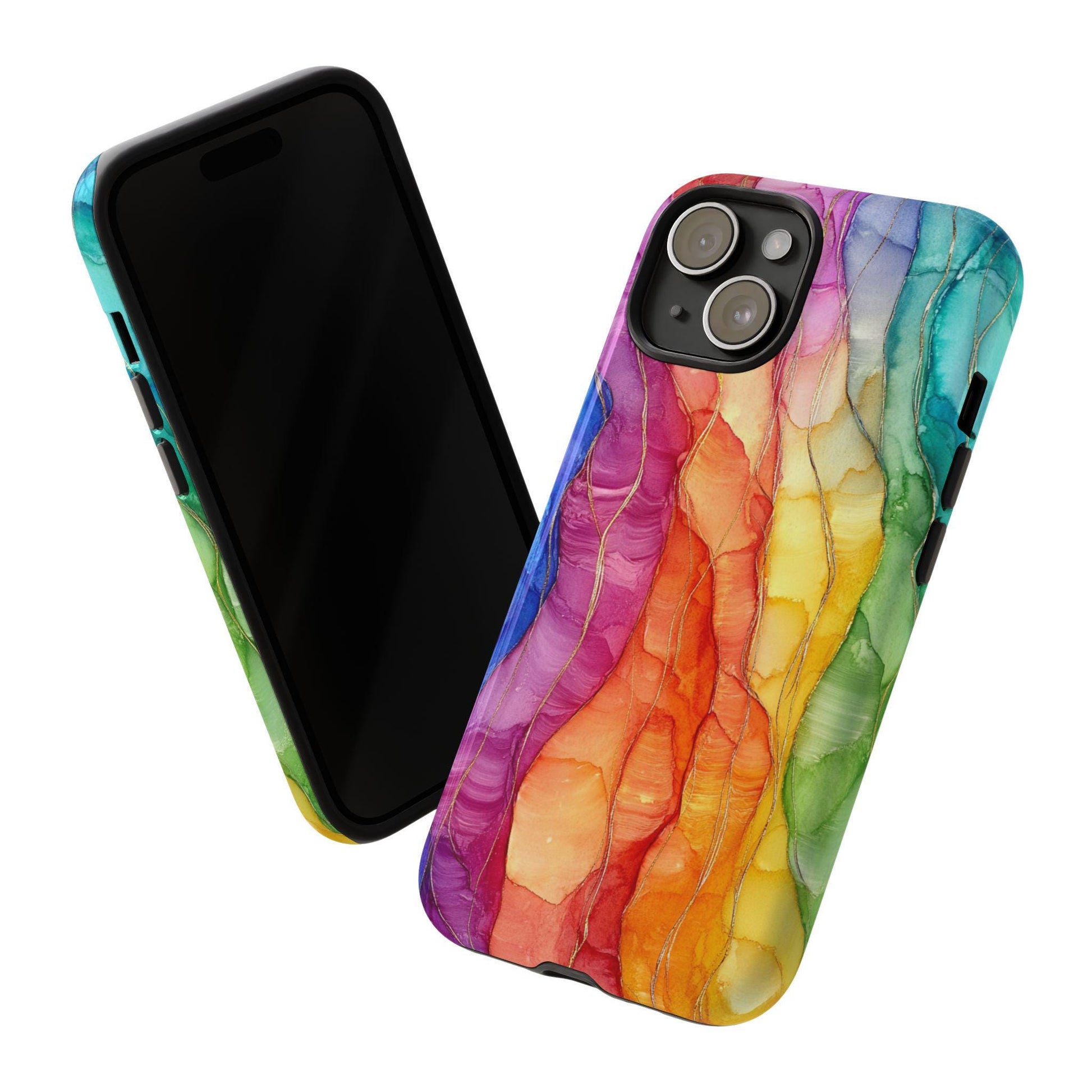 Rainbow Phone Case, Aesthetic Colorful Protector Cover For iPhone 16 15 14 13 Plus Pro Max, Samsung Galaxy S24 S23 S22, Google Pixel 9 7 8 6