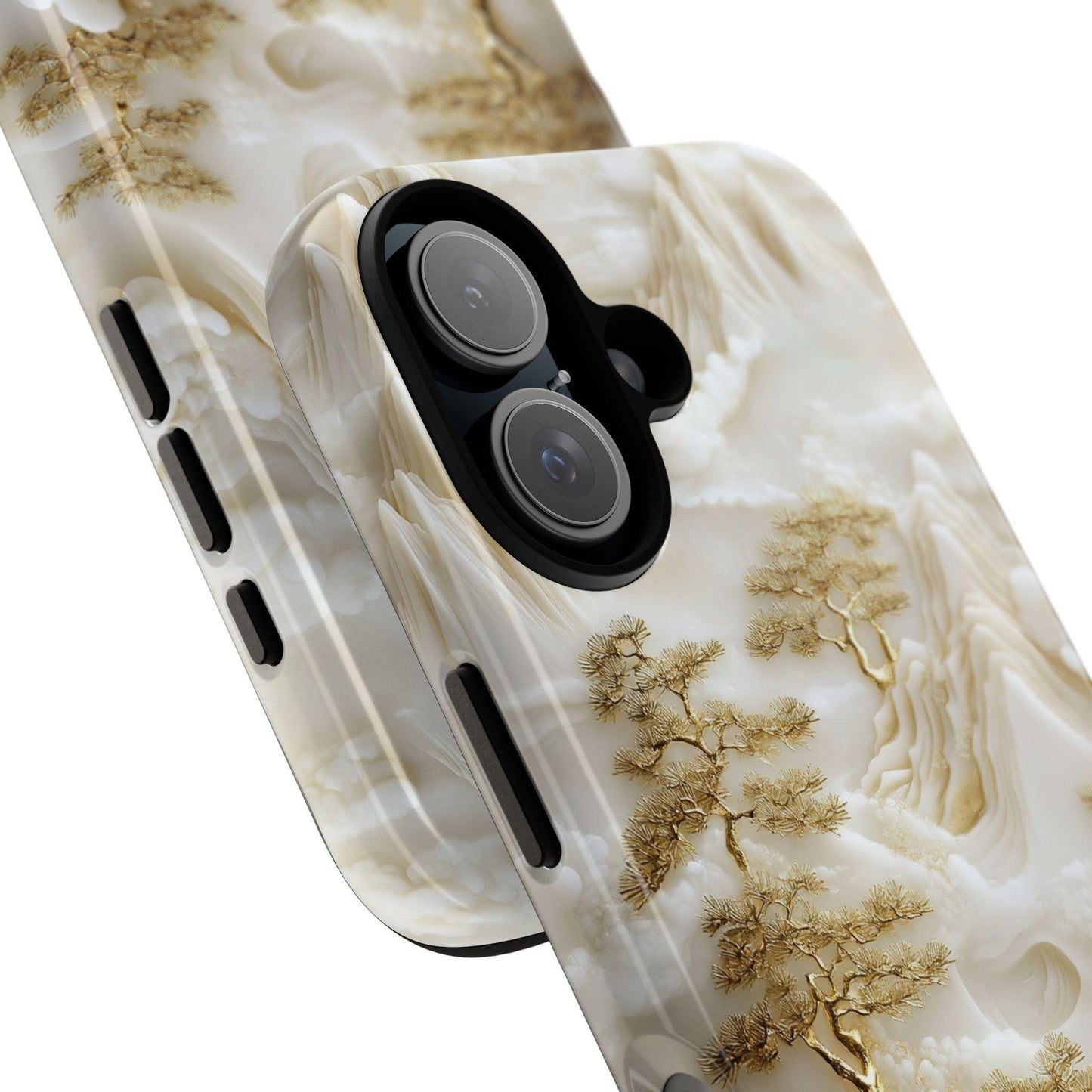 Unique White Jade Carving Phone Case, Chinese Art Landscape Golden Tree Cover, Iphone 16 15 14 13 Pro Max Plus, Galaxy Pixel, Birthday Gift