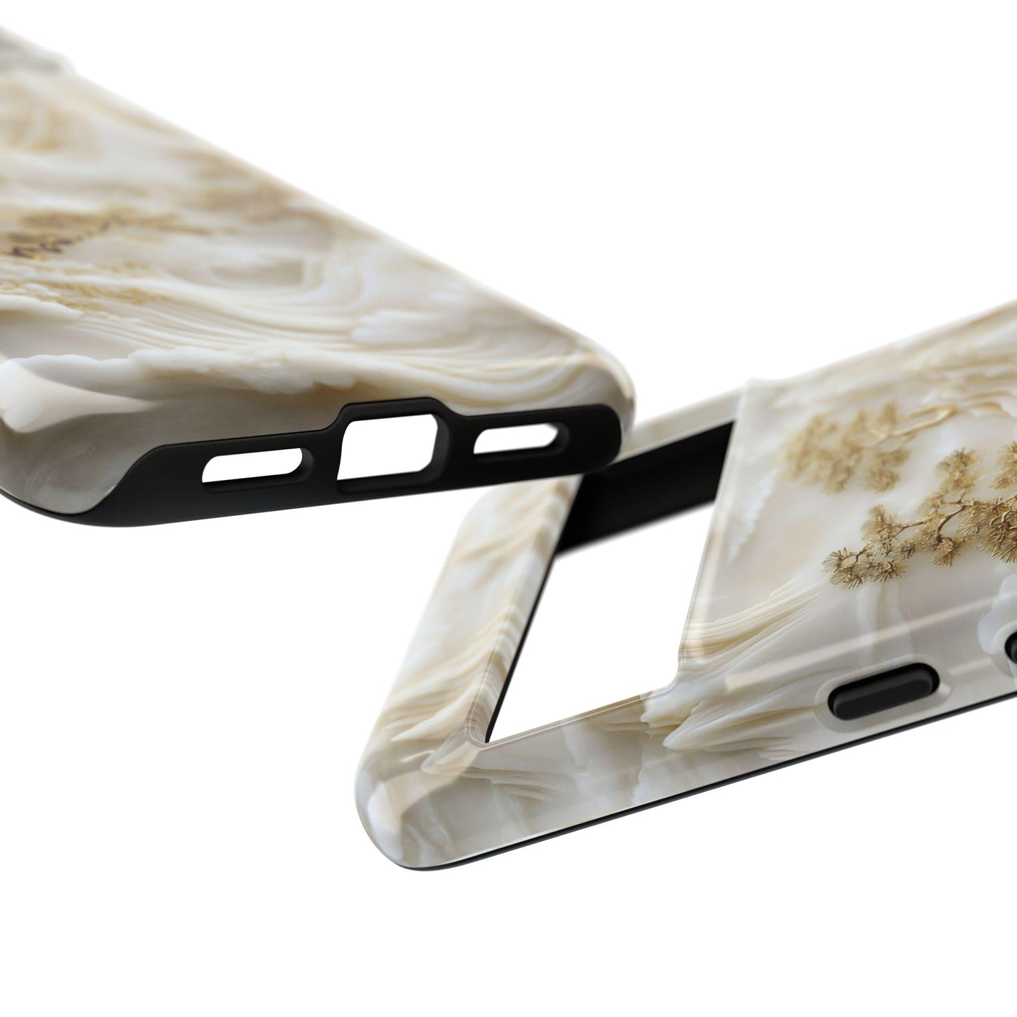 Unique White Jade Carving Phone Case, Chinese Art Landscape Golden Tree Cover, Iphone 16 15 14 13 Pro Max Plus, Galaxy Pixel, Birthday Gift