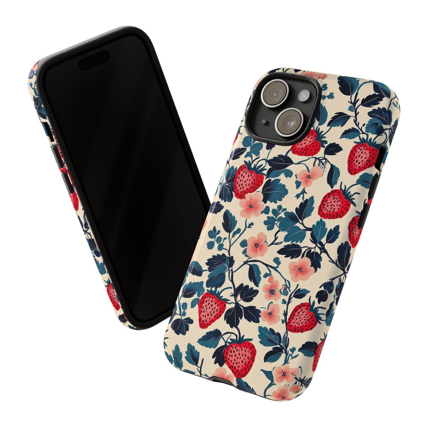 Strawberry Phone Case, Floral Aesthetic Mobile Cover For Iphone 16 15 14 13 Pro Plus, Samsung Pixel, Coquette Gift For Summer Berries Lover