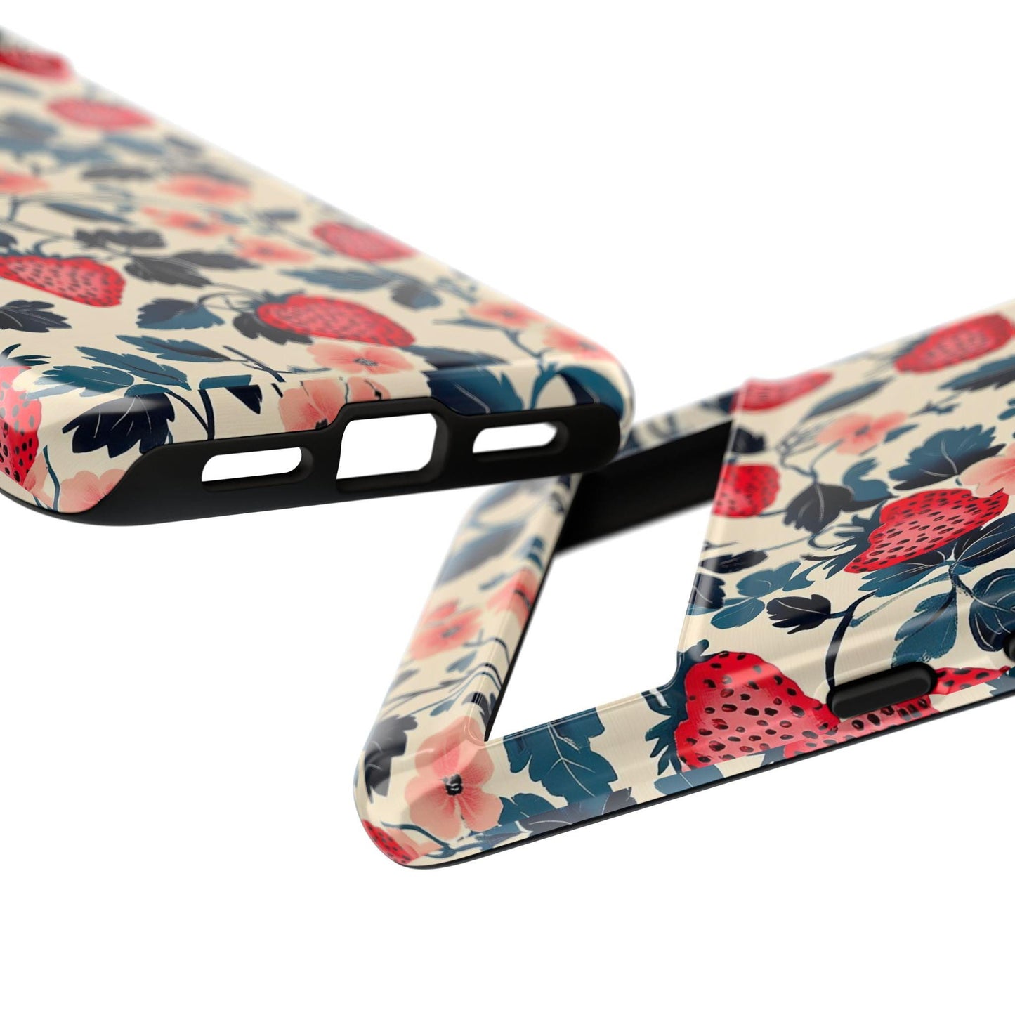 Strawberry Phone Case, Floral Aesthetic Mobile Cover For Iphone 16 15 14 13 Pro Plus, Samsung Pixel, Coquette Gift For Summer Berries Lover