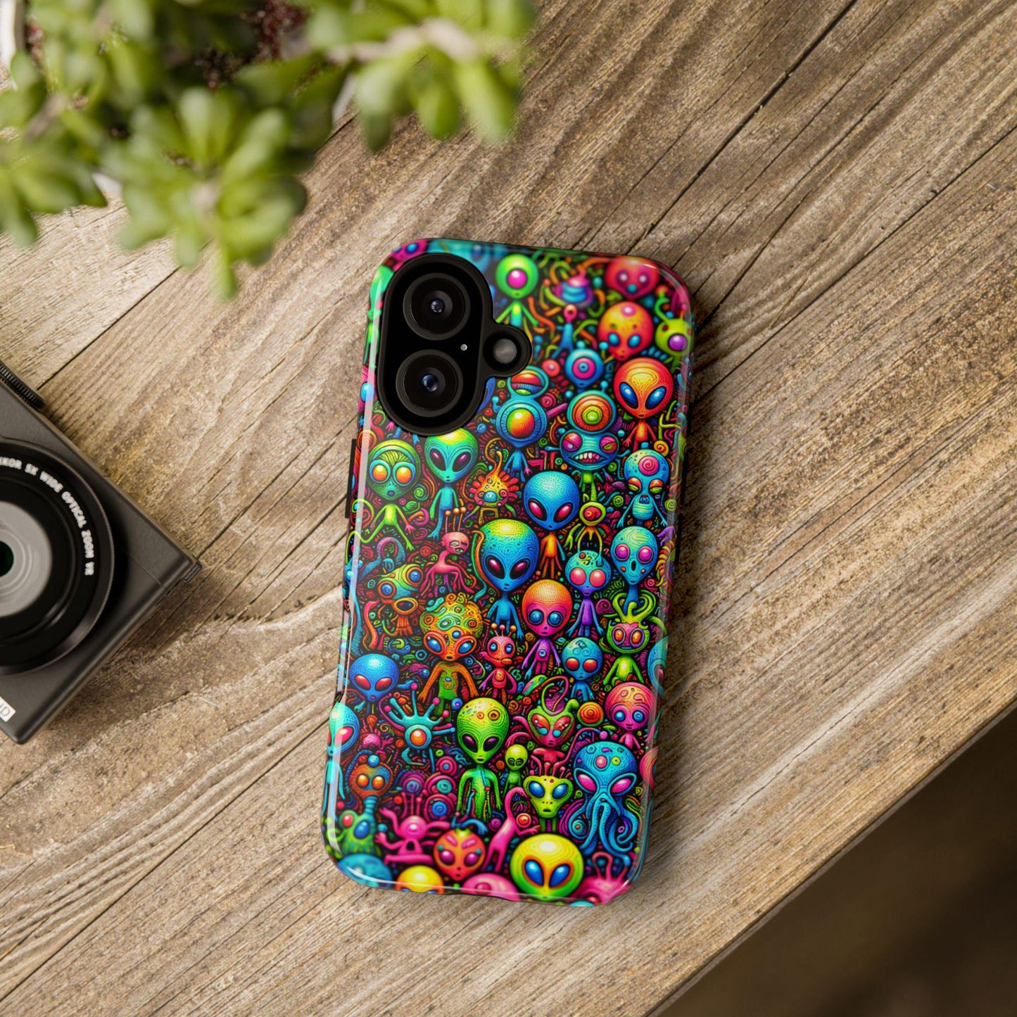 Whimsical Alien Phone Case, Colorful Sci Fi Mobile Cover For Iphone 16 15 14 13 Pro Plus Samsung Pixel Quirky Birthday Gift For Alien Lover