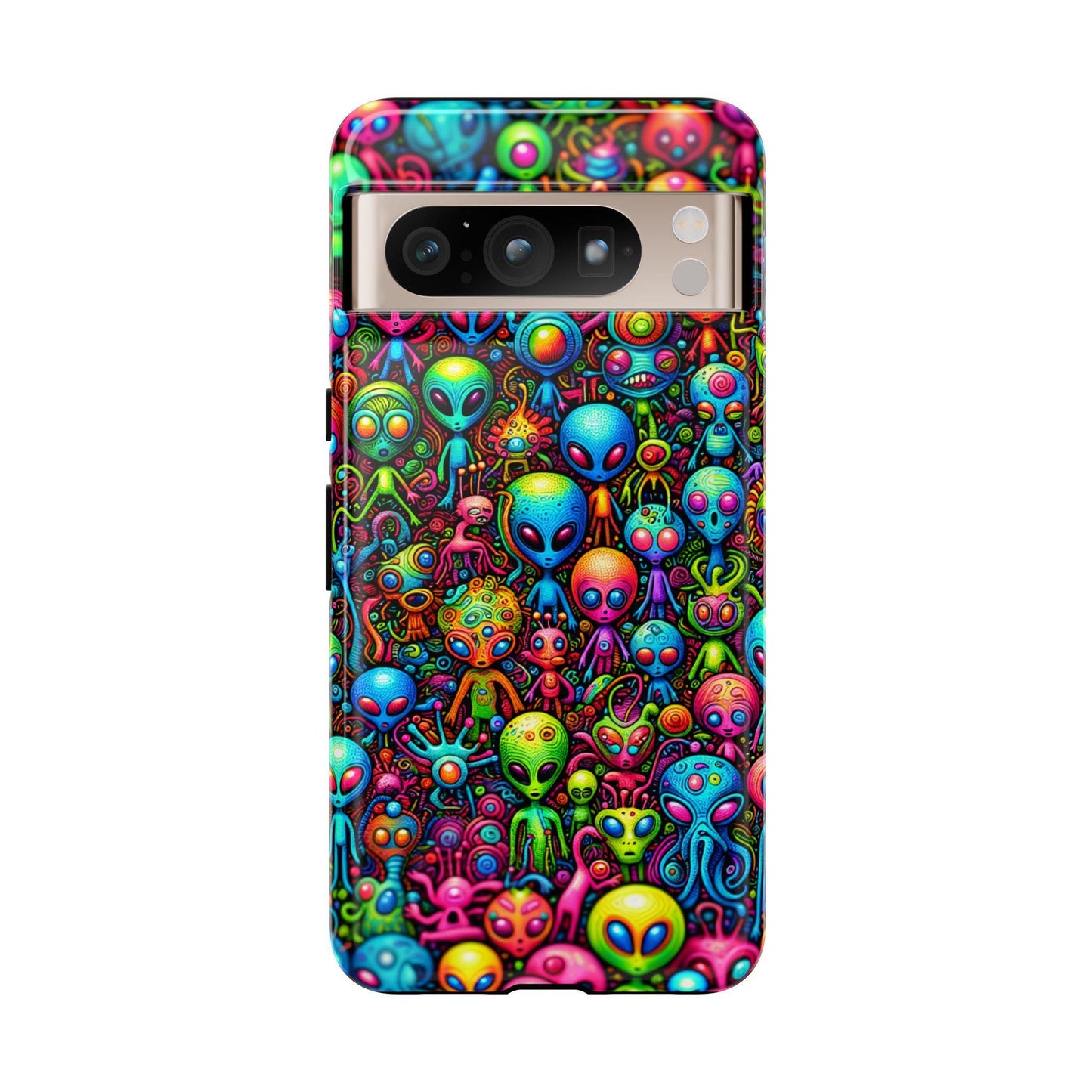 Whimsical Alien Phone Case, Colorful Sci Fi Mobile Cover For Iphone 16 15 14 13 Pro Plus Samsung Pixel Quirky Birthday Gift For Alien Lover