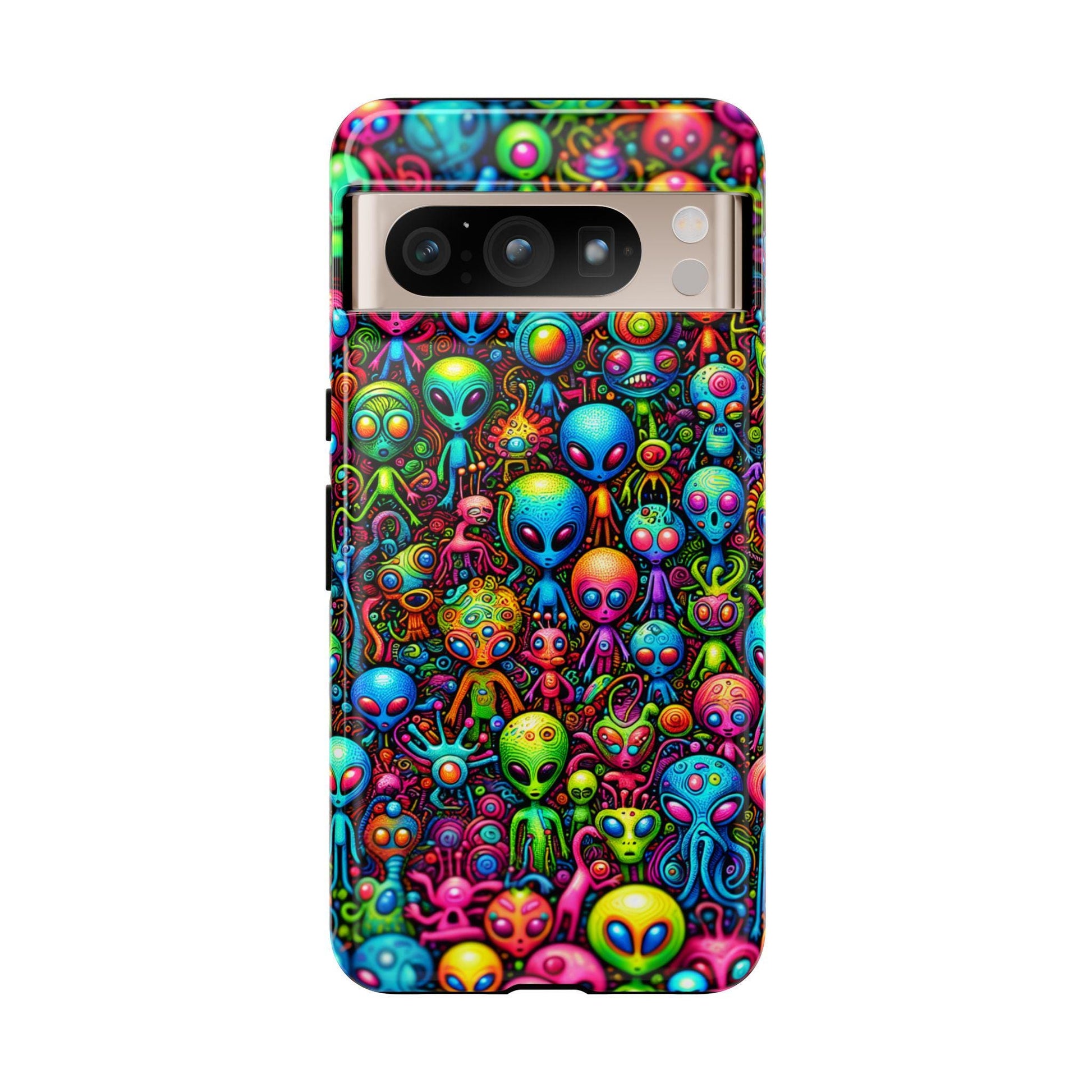 Whimsical Alien Phone Case, Colorful Sci Fi Mobile Cover For Iphone 16 15 14 13 Pro Plus Samsung Pixel Quirky Birthday Gift For Alien Lover