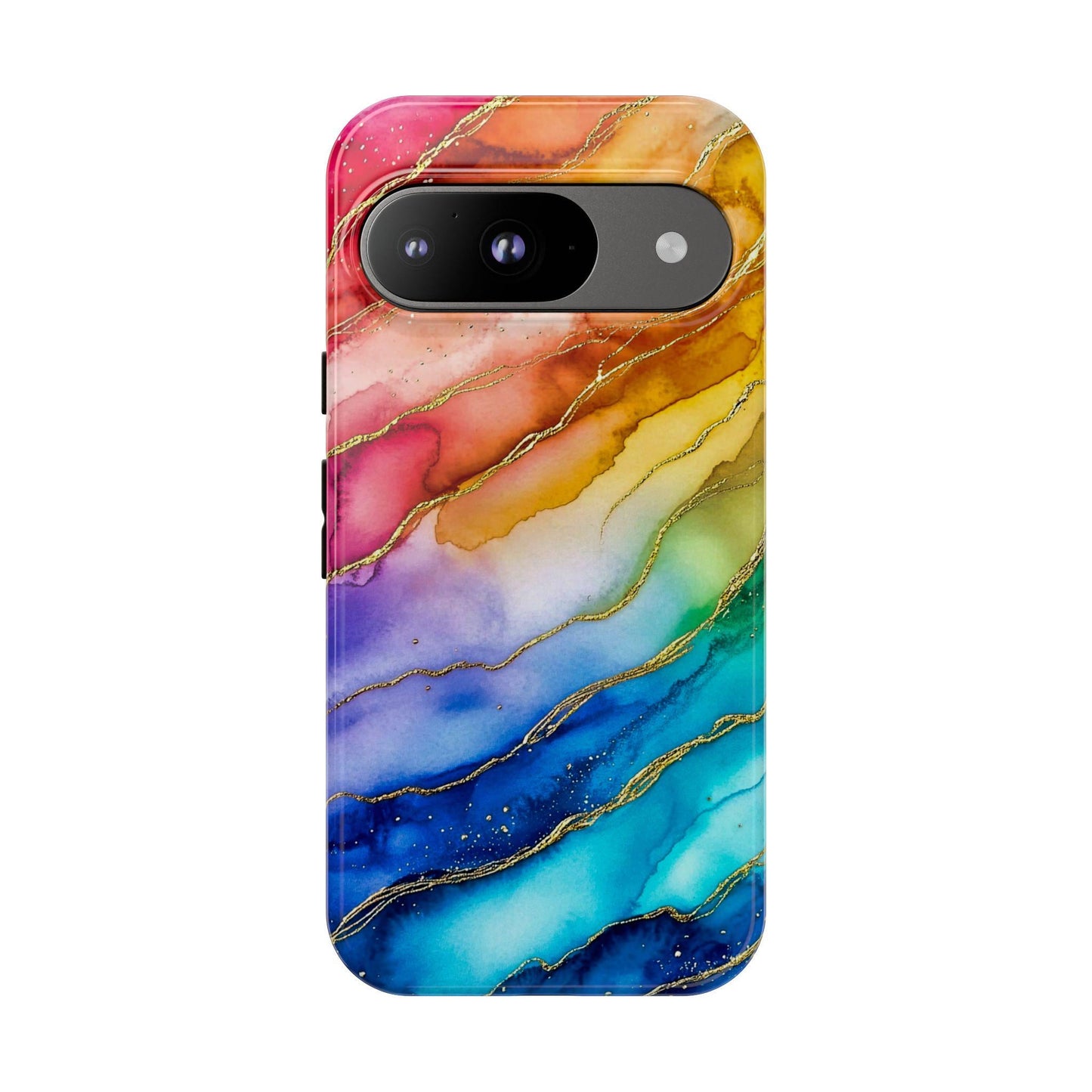 Rainbow Ink Pattern Aesthetic Phone Case, Colorful Phone Cover, For iPhone 15 14 13 12 Pro 11 XR Samsung S24 S23 Galaxy Google Pixel 8 7 6 5