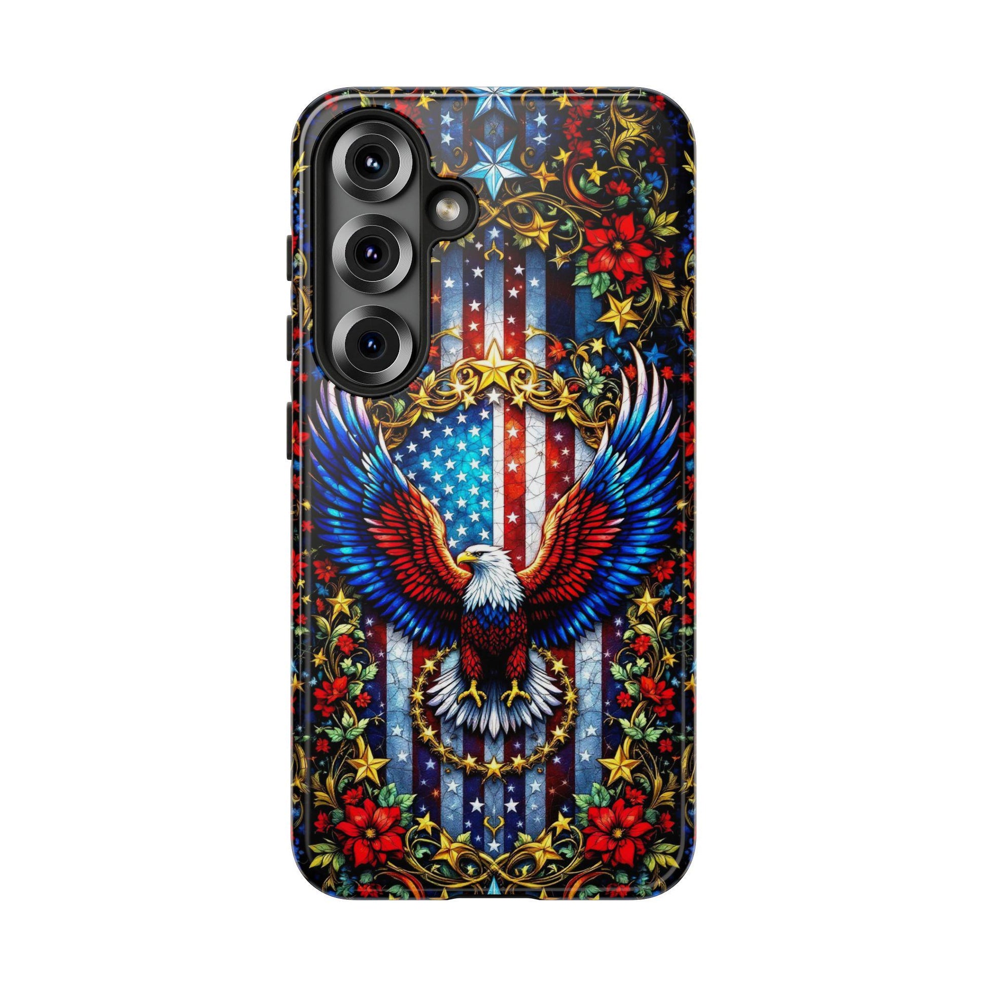 American Flag and Eagle Phone Case, Aesthetic Mobile Cover for iPhone, Samsung Galaxy, Google Pixel, Patriotic Gift For Military Veteran Dad