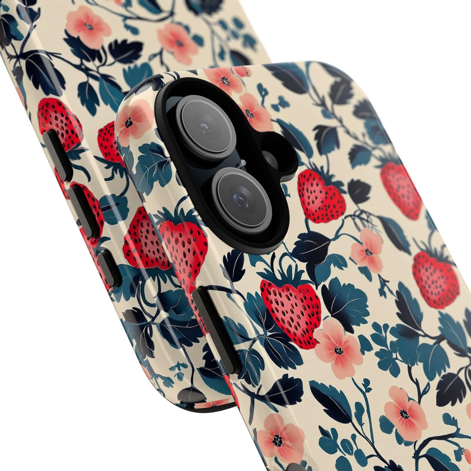 Strawberry Phone Case, Floral Aesthetic Mobile Cover For Iphone 16 15 14 13 Pro Plus, Samsung Pixel, Coquette Gift For Summer Berries Lover