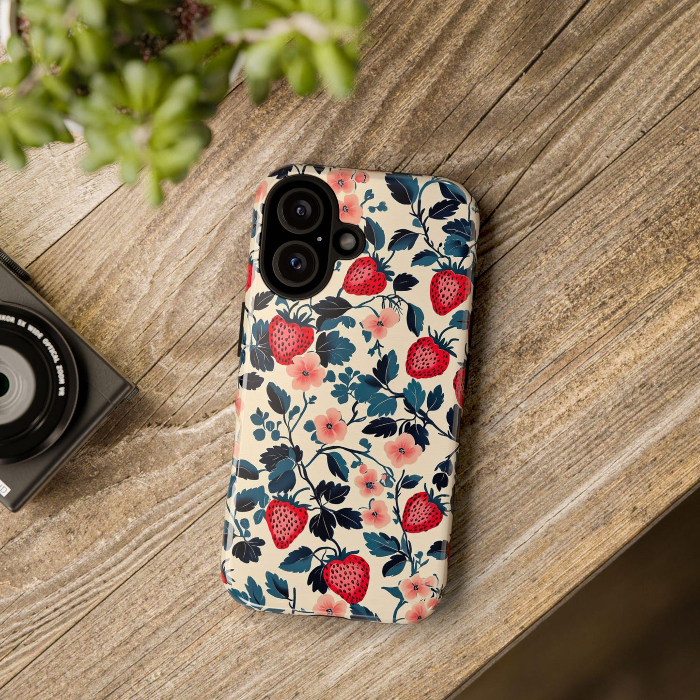 Strawberry Phone Case, Floral Aesthetic Mobile Cover For Iphone 16 15 14 13 Pro Plus, Samsung Pixel, Coquette Gift For Summer Berries Lover