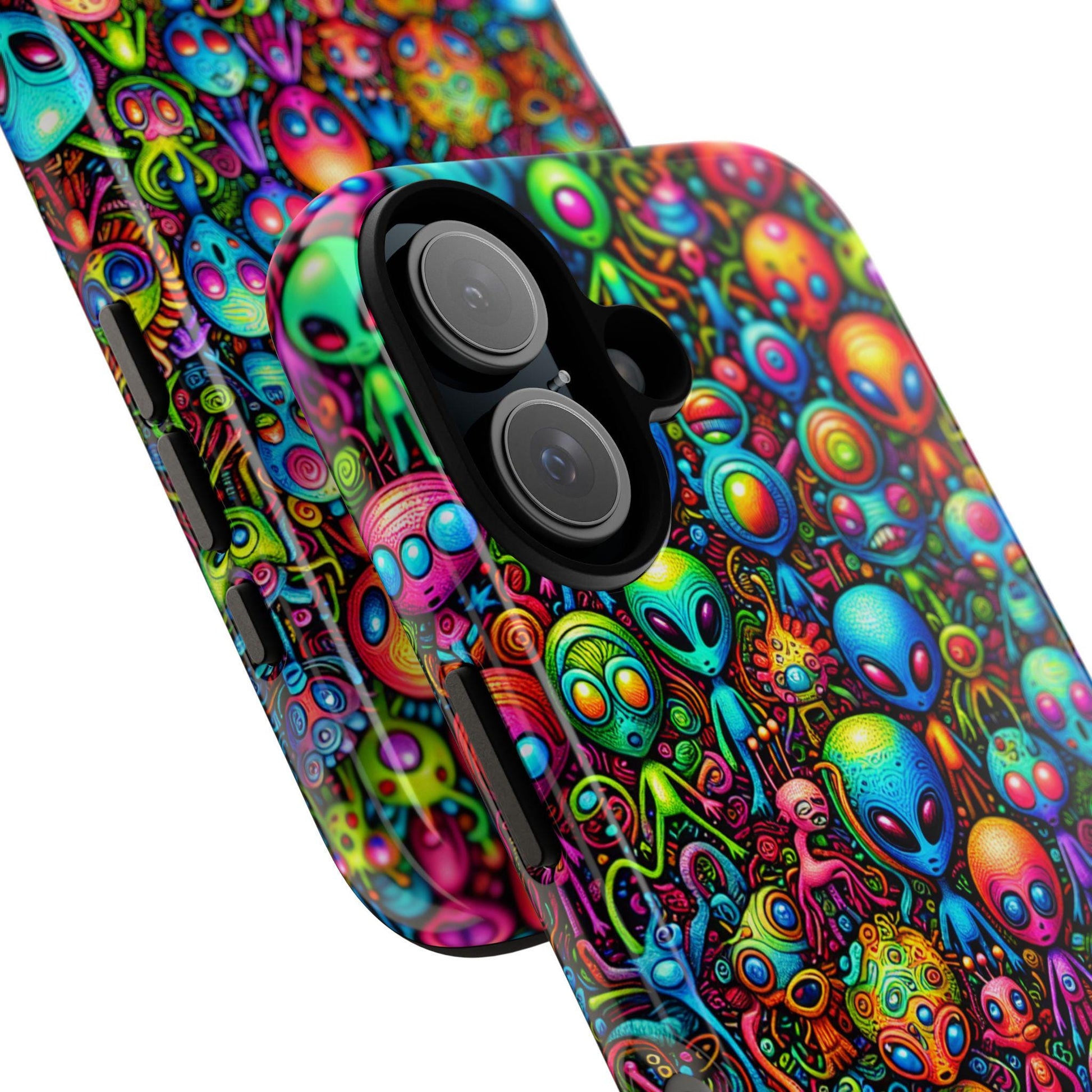 Whimsical Alien Phone Case, Colorful Sci Fi Mobile Cover For Iphone 16 15 14 13 Pro Plus Samsung Pixel Quirky Birthday Gift For Alien Lover
