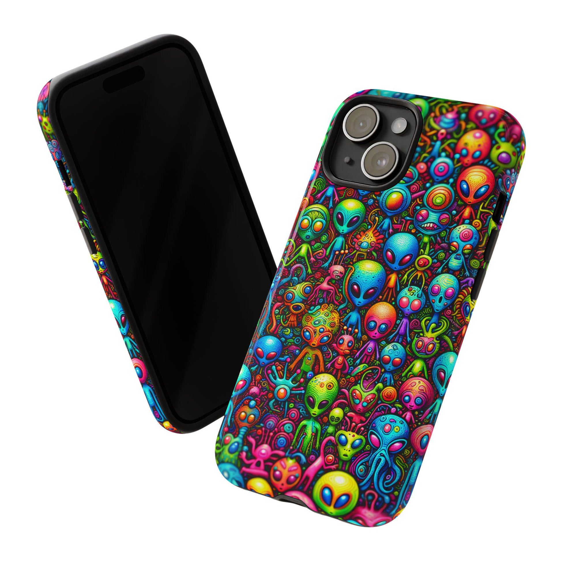 Whimsical Alien Phone Case, Colorful Sci Fi Mobile Cover For Iphone 16 15 14 13 Pro Plus Samsung Pixel Quirky Birthday Gift For Alien Lover